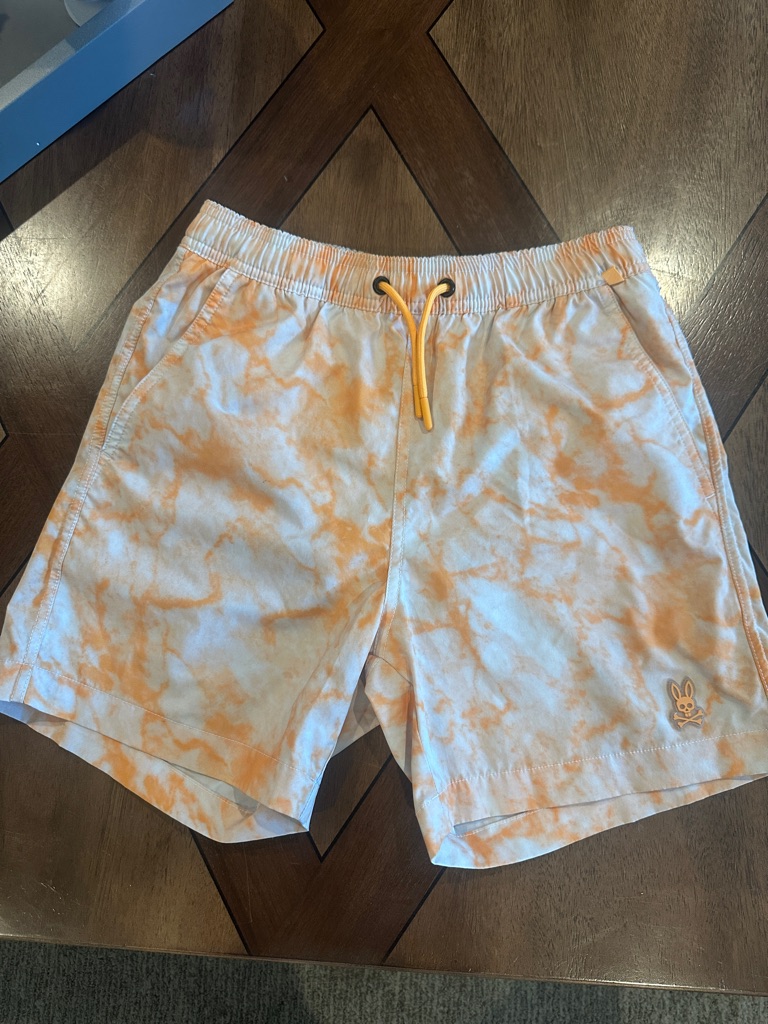 Psycho Bunny Boy’s Orange Tie-Dye Swim Trunks